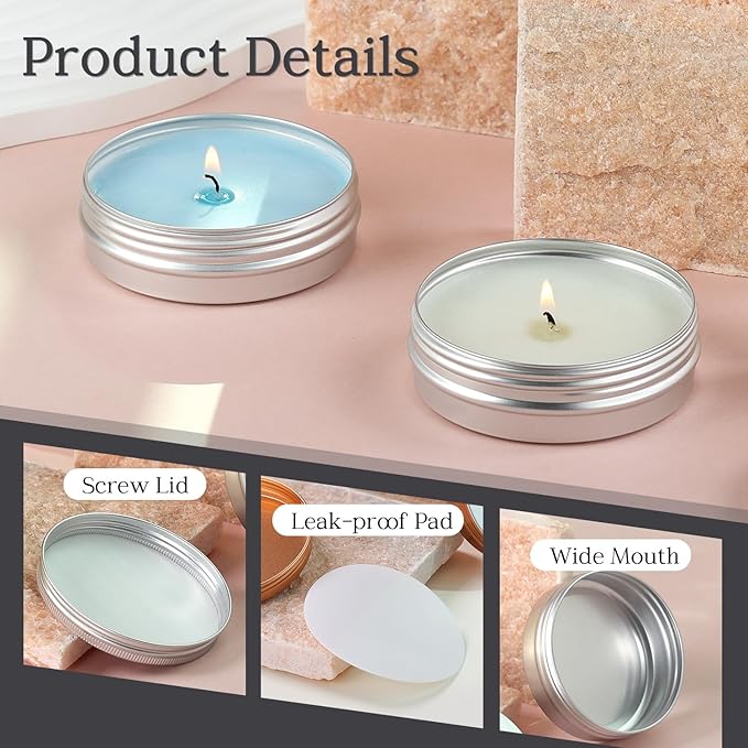 12 Pack 4 oz Tins with Lids, Round Salve Tins 4oz Tin, Wide Mouth Aluminum Tin with Lids 4oz Metal Containers Salve Containers for Spices,Candles or Salve(Silver)