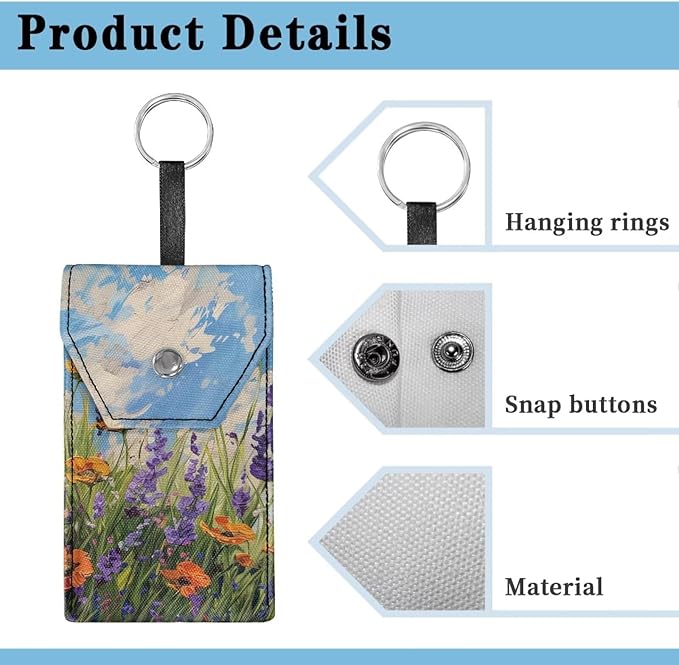 Oil Painting Purse Tissue Packs Portable Tissue Holder with Hanging Rope Travel Tissue Holder Snap Button Enclosed Tissue Packs