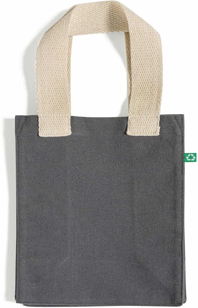 Recycled Canvas Book Bag with Full Gusset – 6 Pcs Eco-Friendly Reusable Tote Bags with Shoulder Straps, Bulk
