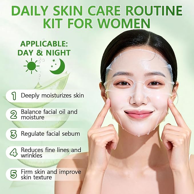 12Pcs Aloe Vera Face Masks Skincare Set for Moisturizing, Face Mask Skin Care Sheet for Dry & Sensitive Skin, Bulk Aloe Face Masks with Effective Extract, Premium Facial Skincare for Hydrating