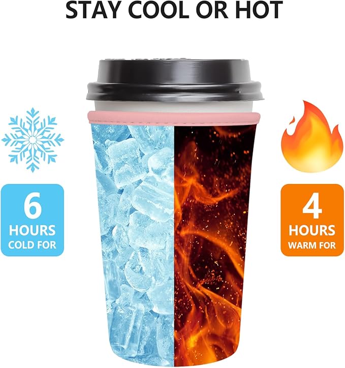 3 Pack Iced Coffee Sleeve, Reusable Insulated Neoprene Cup Sleeve for Cold & Hot Drinks Beverages, Cup Holder for 16-32oz Coffee Cups,Beauty Flowers