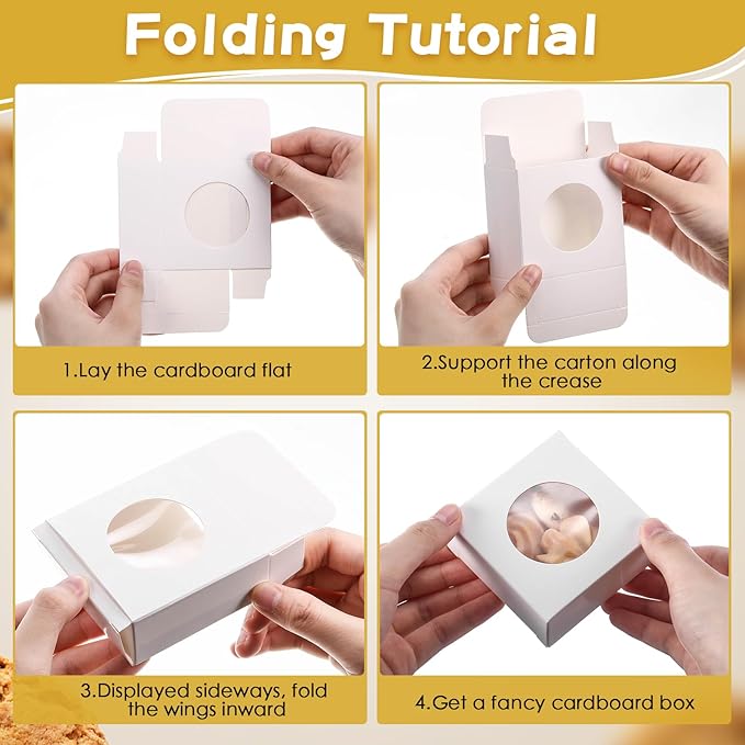 TaoBary 100 Pcs Soap Boxes for Homemade, 3 x 3 x 1.2 Inch Small Paper Gift Packaging Boxes with Window, Gift Wrappers for Soap Packaging Making Party Favor(Round,White)