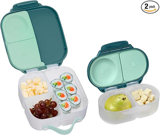b.box Mini Lunch + Snack Containers (Emerald Forest): 2-Pack Set Includes Lunch Box (4 1/4 Cup Capacity) & Snack Box (1 3/4 Cup Capacity). Easy Open Bento Containers, School Supplies