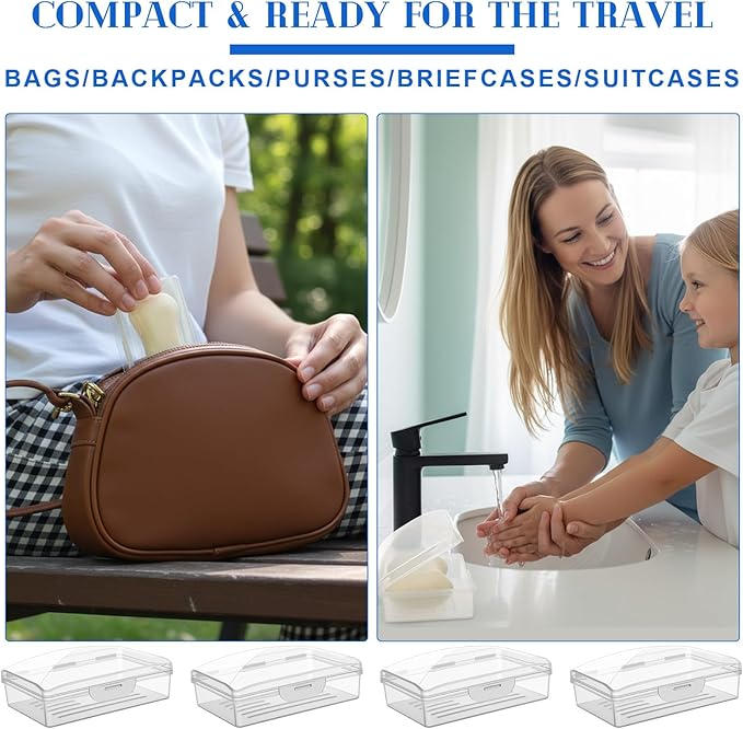 48 Pcs Travel Soap Container Portable Plastic Soap Boxes Bulk with Lid Homeless Donations Bulk Gym Shower Tour Groups Hotel Outdoor Camping (Clear)