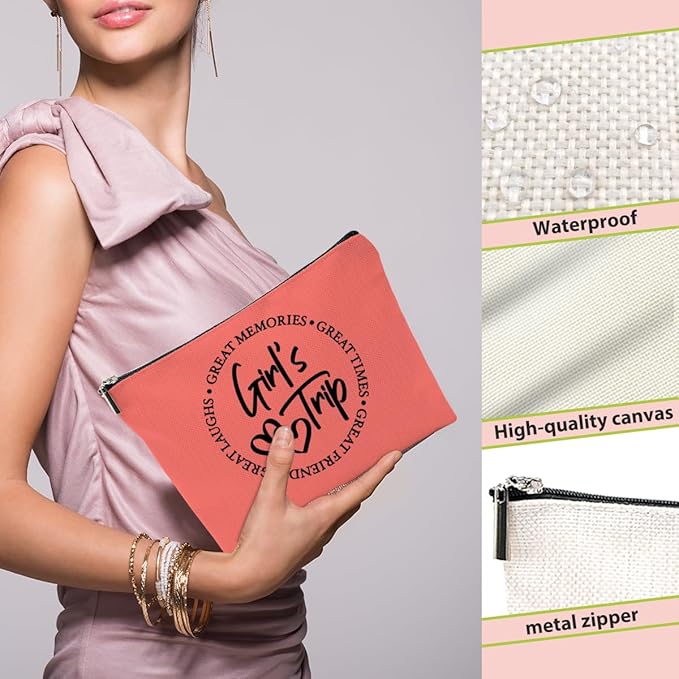 5 Pcs Girls Trip Gifts Favors, Girls Weekend Gifts Makeup Bag, Bestie Gifts Weekend Bag Travel Gifts Vacation Cosmetic Bag, Friendship Gifts for Women Bestie, Graduation Wedding Gifts Toiletry Bag