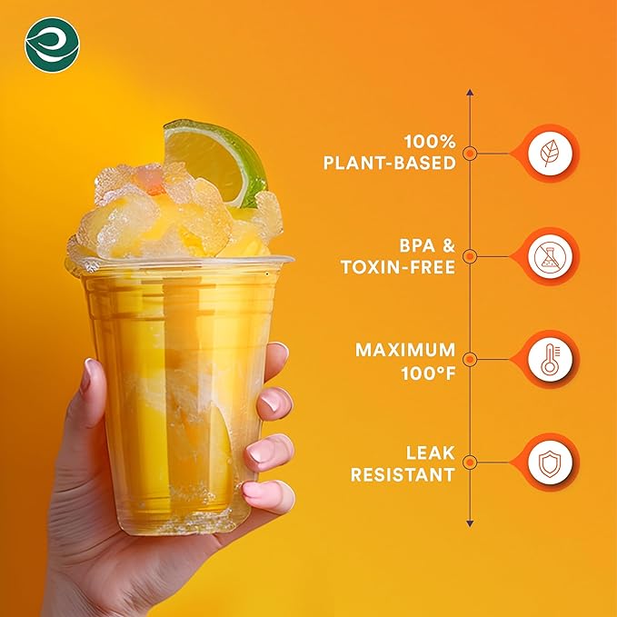 ECO SOUL 100% Compostable, Disposable Party Cups | Eco-friendly Party Cups (50, 16 Fl oz)