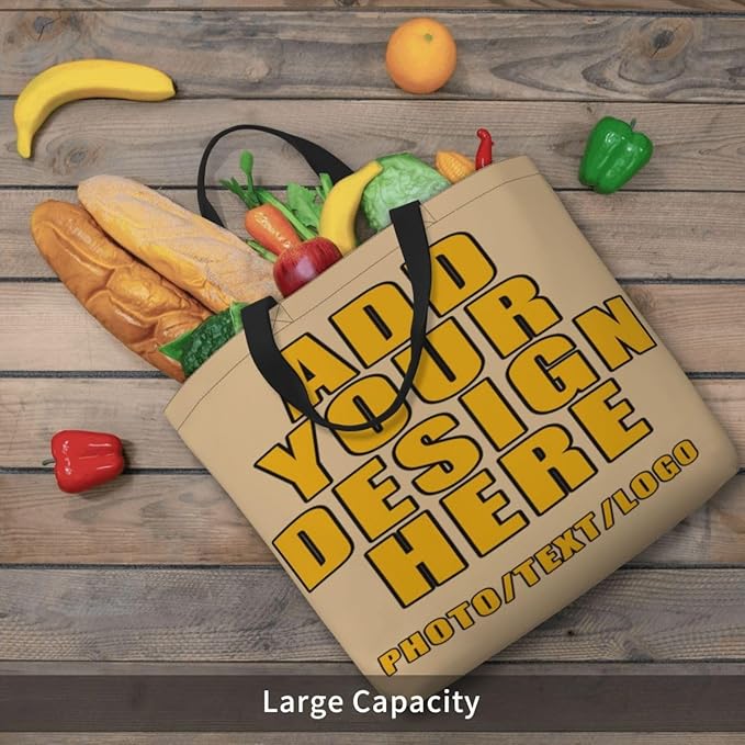 Custom Large Black Tote Bag With Pocket Extra Large Reusable Grocery Bags