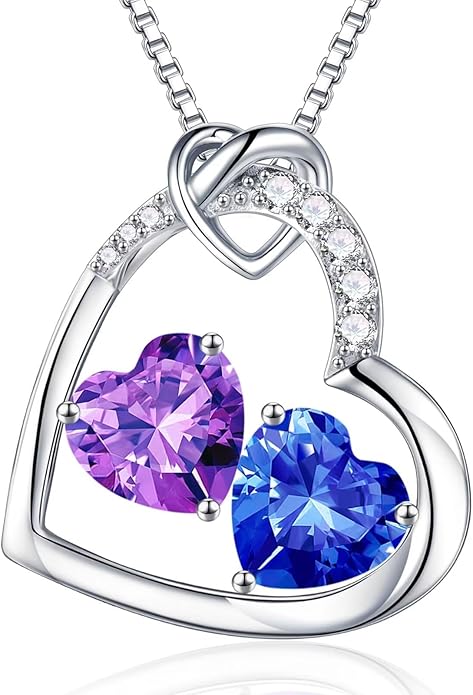 Iefil Christmas Gifts for Women Wife - 925 Sterling Silver Birthstone Necklace, Anniversary Birthday Gifts for Women, Birthstone Jewelry Gift for Wife Girlfriend Mom