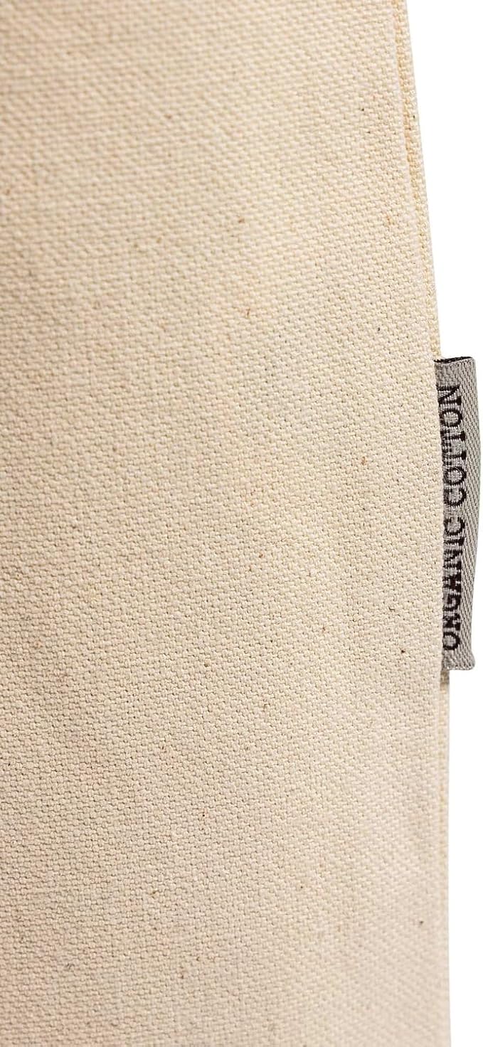 Organic Cotton Canvas Tote Bags – 12 Pack – Heavy Duty with Long Straps – Multipurpose Reusable Shopping Bags – Bulk, Natural