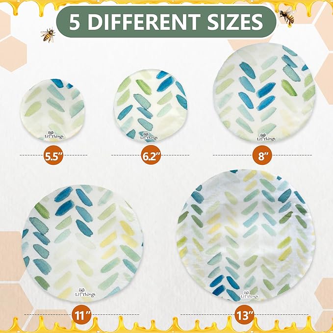 Li’l Things Beeswax Bowl Covers – Set of 5 (XS–XL) | Paintbrush | Upgraded Beeswax + Resin + Jojoba Formula | Reusable, Eco-Conscious Wraps for Food, Bowls, Pet Dishes, and Storage