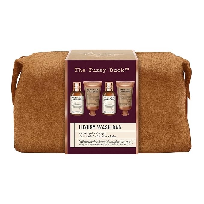 Baylis & Harding The Fuzzy Duck Bergamot, Hemp & Sandalwood Men's Luxury Toiletry Bag Gift Set - Vegan Friendly