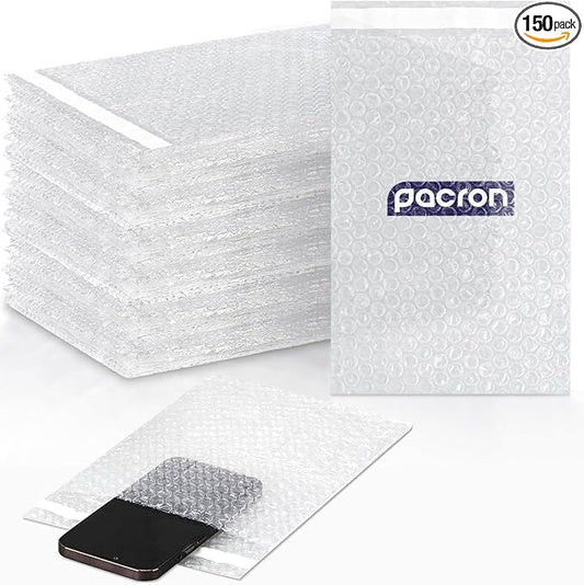 150 Pcs Clear bubble out Bags, 15x17.5 Bubble pouches, Self-Sealing clear mailer Bubble bags for Shipping, Packing, Storage, Moving, Cushioning Wrap Bags