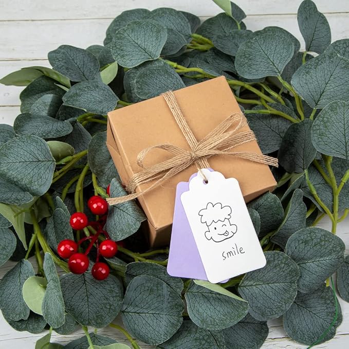 SallyFashion 170PCS Gift Tags with String Attached, 1.8x3.4 inch Multicolored Hanging Tags Purple Gray White Wedding Birthday Holiday Party Favors