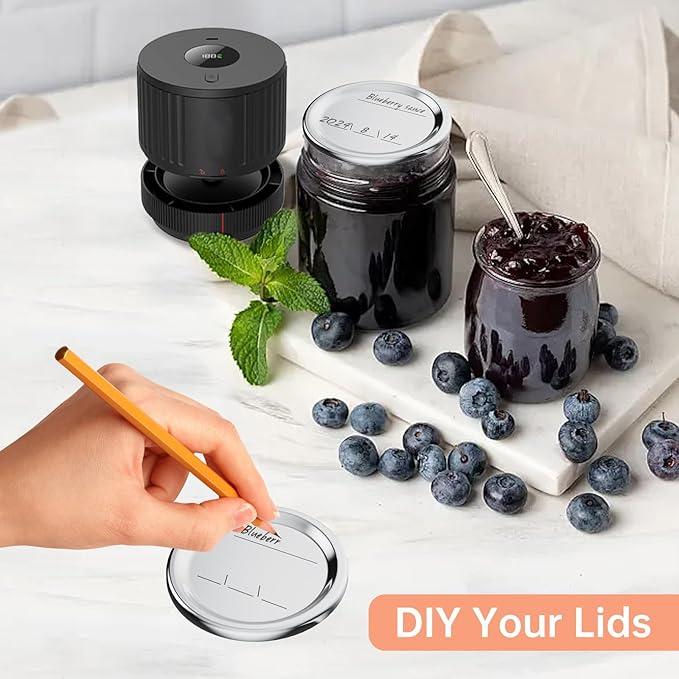 60 PCS Regular Mouth Mason Jar Lids, Compatible with Mason Jar Vacuum Sealer, Vacuum Seal Mason Jar Lids Only, Replaceable Mason Jar Vacuum Sealer Lid, Canning Lids Regular Mouth, With Date Reminder