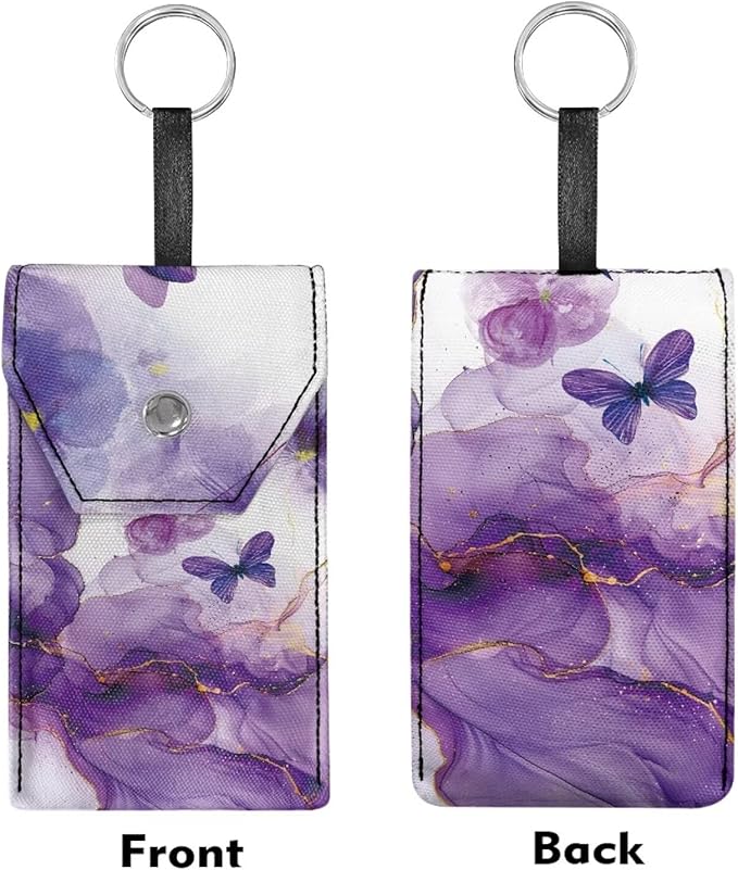 Tissues Purse Pocket Portable Pocket Tissues Travel Packs for Coins Keys Tissue Holder for Purse Snap Button Enclosed Purple Marble Butterfly
