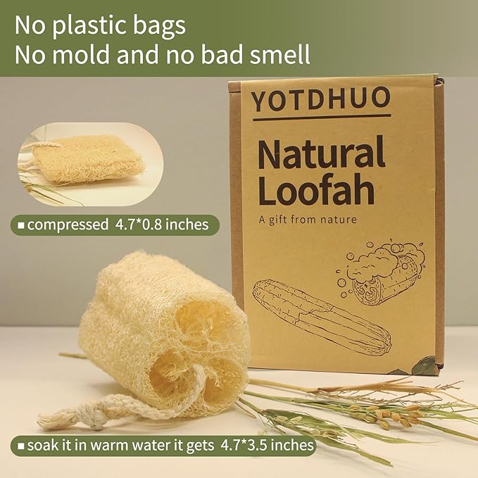 Natural Luffa Sponges Exfoliating Body Scrubber(4.7" Family 6Pack),Organic Loofah Unveil Your Skin's Natural Beauty