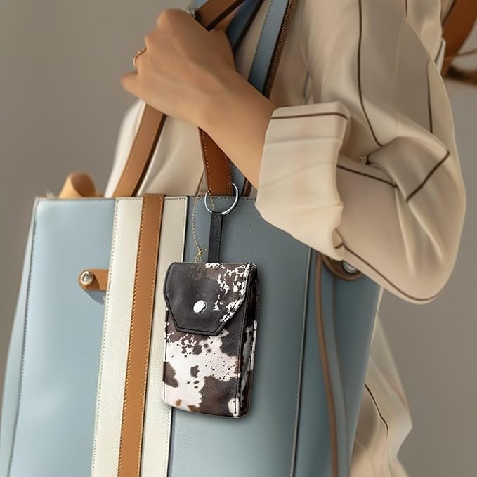 Tissue Pouch Travel Bag, Cow Print Hanging Rope Fashionable Paper Holder Tissues Purse Pocket for Tissue Coins