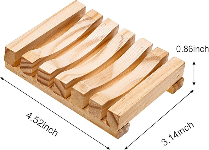 Honoson 5 Pieces Wooden Soap Dish Holder Tray Wood Bar Soap Holder Tray Self Draining Saver for Shower Bathroom Kitchen(Wooden)