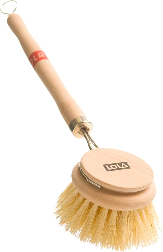 LOLA - The Original - Tampico Vegetable & Dish Wood Brush, 6 Pack, 3" Head, Sustainable, Tampico Bristles, Easy Head Only Replacement