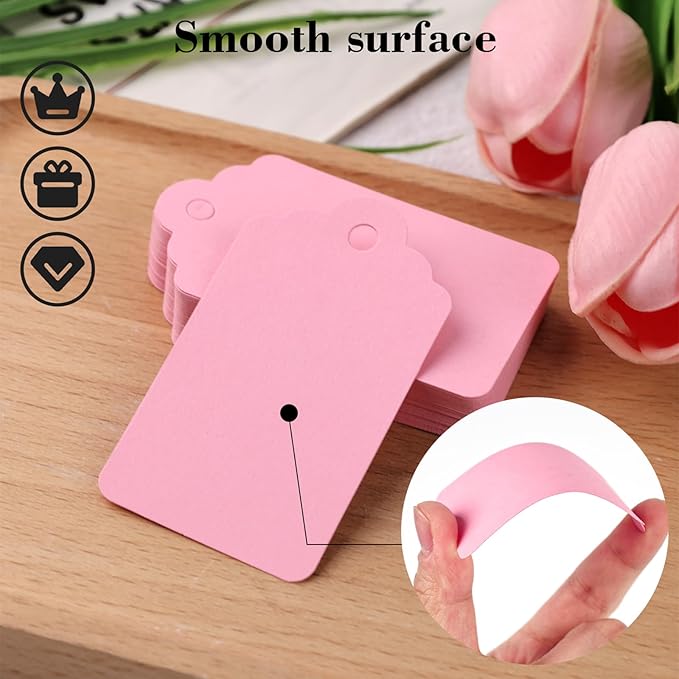 SallyFashion 120PCS Gift Tags with String 1.6 x 2.8 inch Pink Paper Hang Tags for Party Favors Baby Shower Wedding Crafts Decoration (Pink)