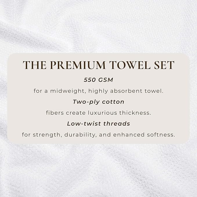 Great Bay Home White Bath Towel Set – 100% Cotton 6-Piece Set, Absorbent & Quick-Drying, Soft & Durable