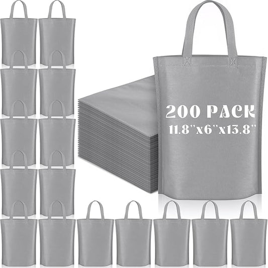 Windyun Reusable Grocery Bags Large Non Woven Shopping Bags with Handle Foldable Portable Tote Carryall Bulk 11.8x6x13.8 Inch