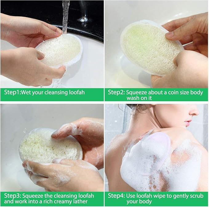 18 Packs Exfoliating Loofah Sponge Pads Facial Body Bath Shower Loofah Sponge Pad Natural Exfoliating Scrubber Brush for Men Women