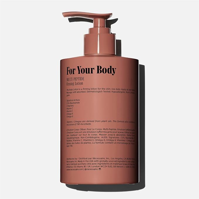 Nécessaire The Body Lotion with Pump – Olibanum Scented Body Moisturizer with Peptides, Niacinamide, Vitamins C/E & Omega 6/9 – Firming Daily Hydration – Dermatologist-Tested, Vegan – 15.2 oz