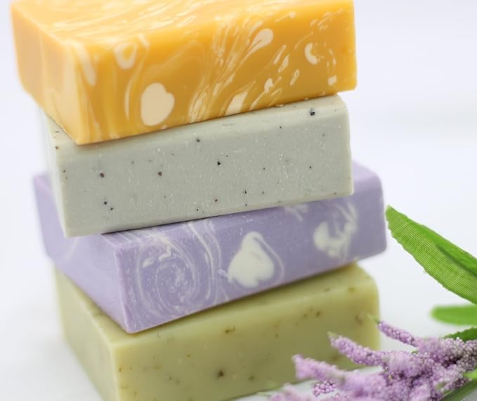Organic Luxury Handmade 4 Bar Soap Gift Set by KEOMI NATURALS - Gift Boxed & Ready to Give - PAMPER THEM w/LUXURY WHILE LIFTING THEIR SPIRITS