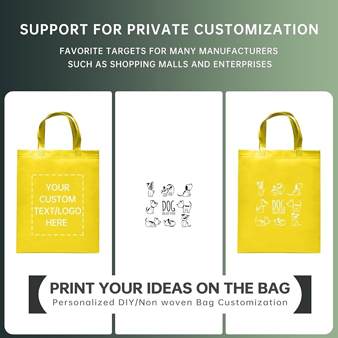 Custom Tote Bags Set of 50, Bulk Pack Grocery Shopping Travel Business Activities advertisement Reusable Bag