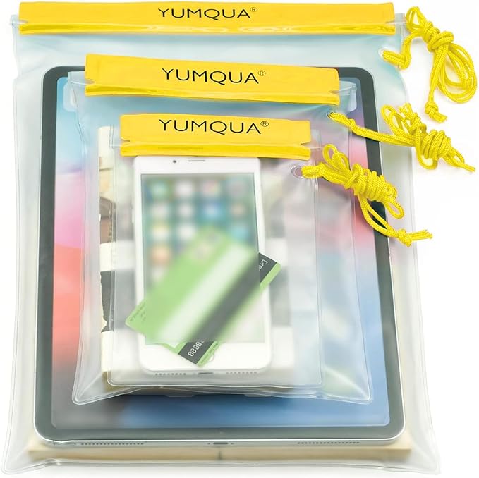 YUMQUA Clear Waterproof Bags, 3PACK Water Tight Cases Water Proof Pouch Small Dry Bags for Camera Mobile Phone Maps Pouch Kayak Military Boating Document Holder