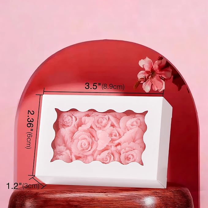 40PCS 3.5x2.36x1.2 inches Elegant White Soap Boxes with window, Homemade Soap Packaging Gift Boxes, Small Bakery Boxes for Macarons, Cookies & Candies, Wedding & Birthday Party Favors