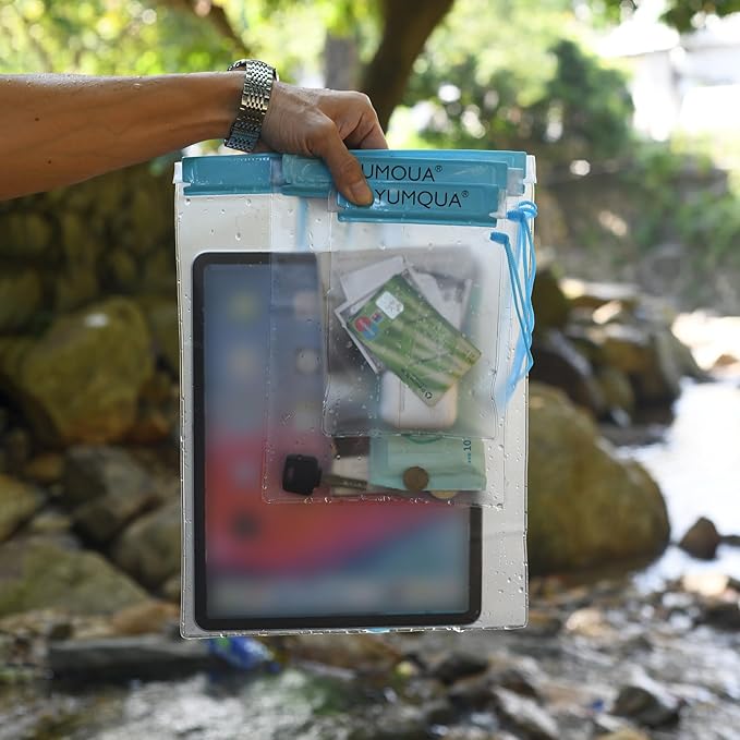 YUMQUA Clear Waterproof Bags, 3PACK Water Tight Cases Water Proof Pouch Small Dry Bags for Camera Mobile Phone Maps Pouch Kayak Military Boating Document Holder