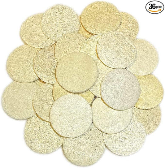 36 Pack Natural Loofah Sponge Exfoliating Face Pads - Facial Body Scrubbers Pad - When Bath Shower and Spa - Loofa Sponges Brush Scrub - Bulk Loofahs Scrubber - Cleansing Skin for Women and Men