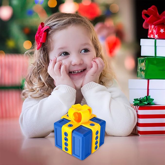 The Prank Box Funny Christmas Gifts Box Annoying Hilarious Screw Challenge with Surprise 3D Printed Screw Gifts Boxes Ideal for Birthday, Christmas (Blue and yellow)