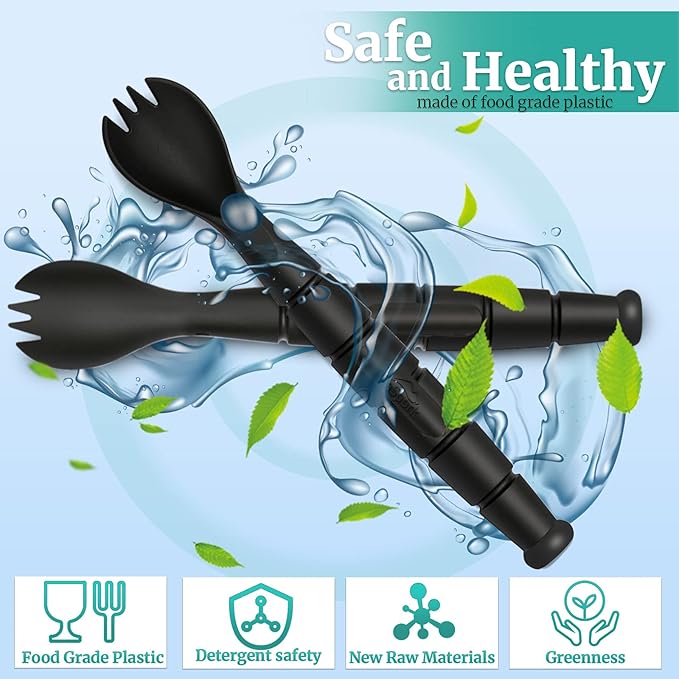 Tactical Spork, Tactical Spork Spoon Combo, 3 in 1 Tactical Camping Utensils, Camping Gear & Backpacking Gear, 1 Pack, Black