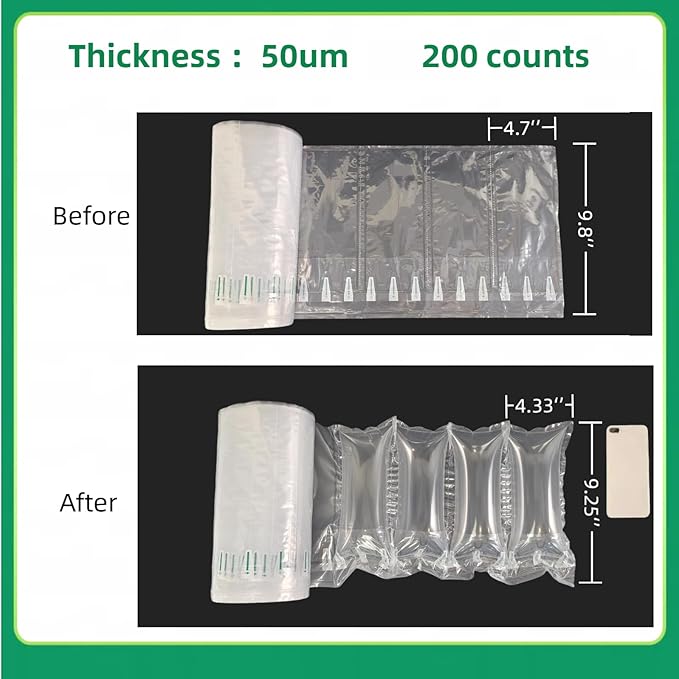200 Count Air Pillows for Shipping 4.7" x 9.8" Box Filler Great Alternative to Packing Peanuts, Inflatable Air Bags for Packing Recyclable Packaging Material Purse Stuffing for Shape