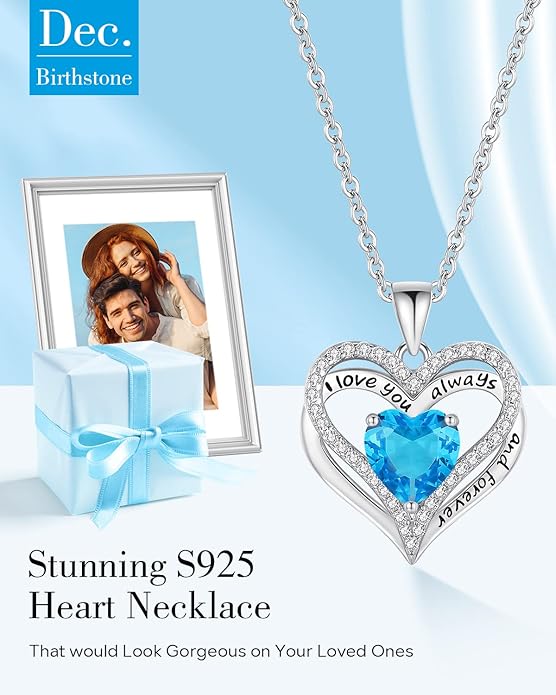S925 Sterling Silver Necklace for Women, Wife Jewelry Rose Gold, Mom Birthday Valentines Mothers Day Gifts, Girlfriend Necklaces, Daughter Heart Jewel, Anniversary for Her