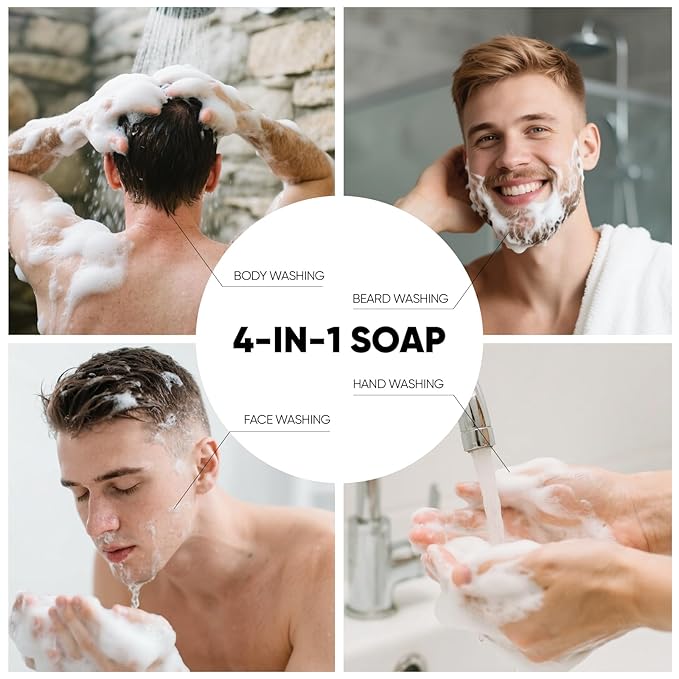 Rinse & Robust Mens Bar Soap Gift Set, 6Pcs Natural Handmade Cold Process Soap Bar with Premium Essential Oils, Cleansing Bar Soap for Men, All Skin Types | 6 Scents | 5.3 oz Each