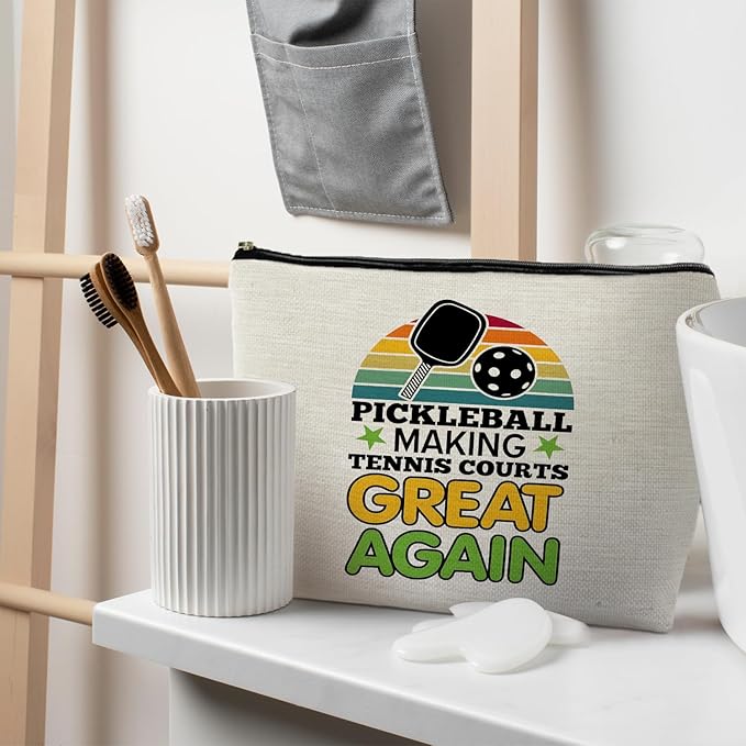 Pickleball Accessories: Women's Makeup Bag & Cosmetic Gift Set for Pickleball Lovers