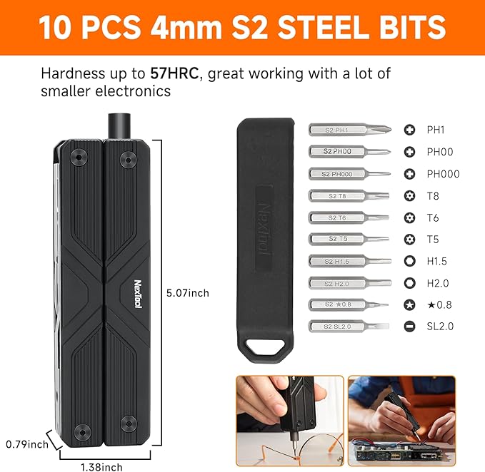 NexTool Gemini, Multi Tool, Multitool Knife with Electric Screwdriver, Needle Nose pliers, Scissors and Bottle Opener, 4mm Bit Set for Small Electronics, RC car, Drones, Glasses Assemble, Unique Gifts