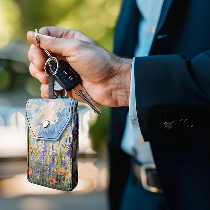 Oil Painting Purse Tissue Packs Portable Tissue Holder with Hanging Rope Travel Tissue Holder Snap Button Enclosed Tissue Packs