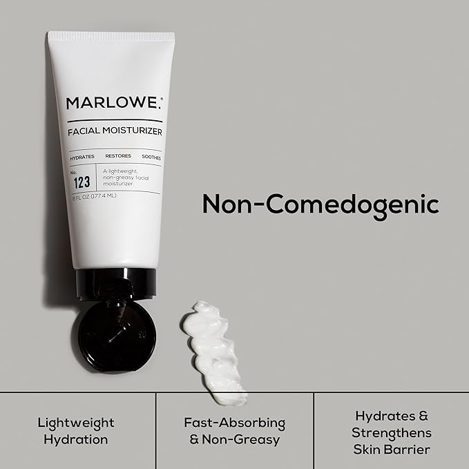 MARLOWE. No.123 Men’s Facial Moisturizer, Lightweight Daily Lotion with Aloe Vera & Green Tea for Soft, Hydrated Skin, Fresh Aloe Citron Scent, Holiday Grooming Gift for Men, 6 fl oz