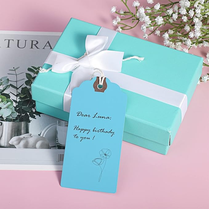 Outus 60 Pcs 4 3/4-in x 2 3/8-in Blank Large Paper Gift Tags with String and Reinforced Eyelet Wire Writable Price Tags Shipping Labels Inventory Labels(Macaron Color)