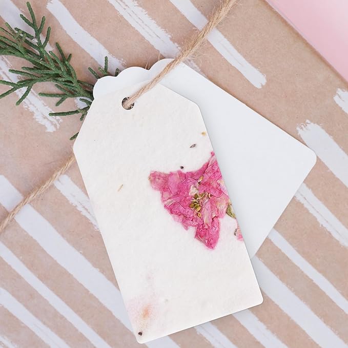 50Pcs Plantable Purple Seed Paper Tags with Wildflower Seeds, Writable & Plantable Gift for Moms, Plant Lover, Teachers, Ideal for Weddings, Baby Shower Favors, Memorial, & Celebrations