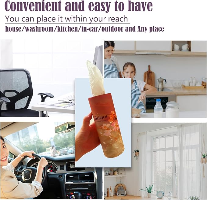 Beizun Car Tissue Holder with Facial Tissues - 4 PK - Travel Tissue Tubes Box Container Perfect Fit for Car Cup Holder