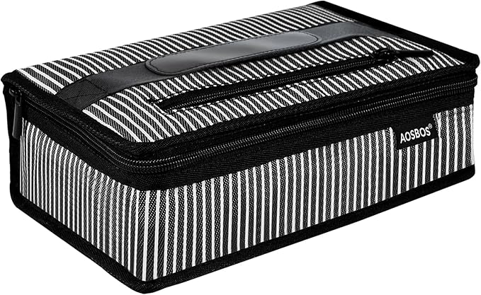 Aosbos Small Insulated Lunch Bag - Compact Lunch Box for Portion Control, Work & Office, Railroad Stripe