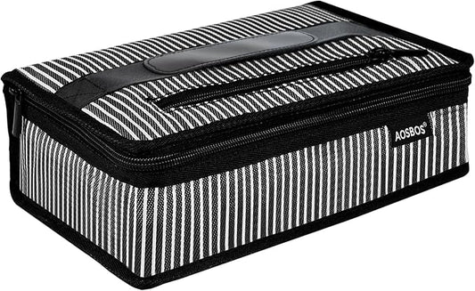 Aosbos Small Insulated Lunch Bag - Compact Lunch Box for Portion Control, Work & Office, Railroad Stripe