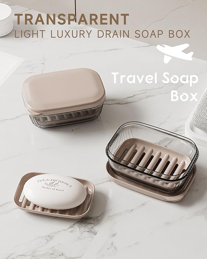 Travel Soap Case, Leakproof Soap Container with Lid, Portable Bar Soap Holder for Traveling, Soap Dishe for Bathroom, Shower, Gym, School, Camping, Vacation, Outdoor,Travel Essentials