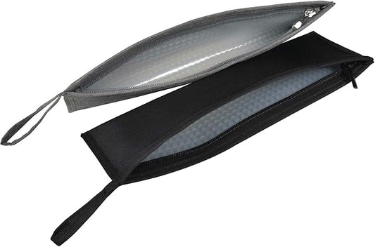 Aosbos Reusable Straws Carrying Case (2-PACK, 11.8 IN, Black&Grey) Stainless Steel Straws Pouch Metal Straws Bag Silicone Straws Case Chopsticks Case Travel Utensil Sets Carrying Case Cutlery Pouch
